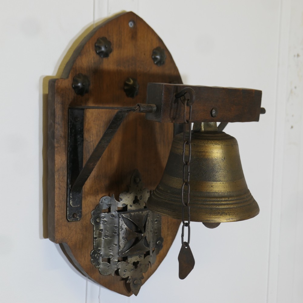 Arts and Crafts Brass and Iron Monastery Dinner Bell View VI