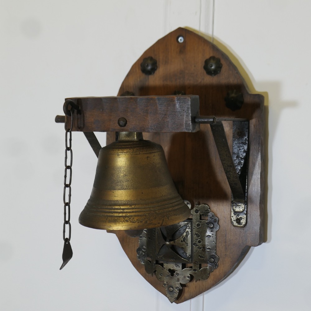 Arts and Crafts Brass and Iron Monastery Dinner Bell View VII
