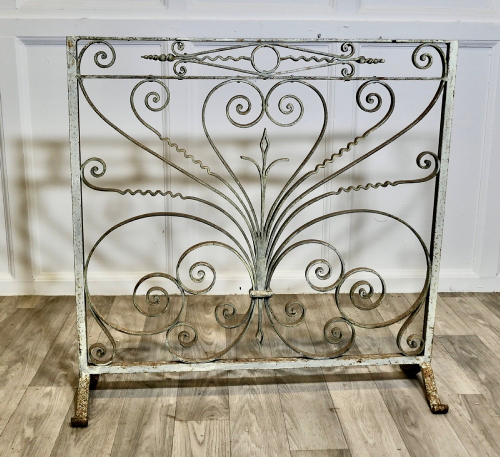 Very Heavy French Wrought Iron Fire Screen
