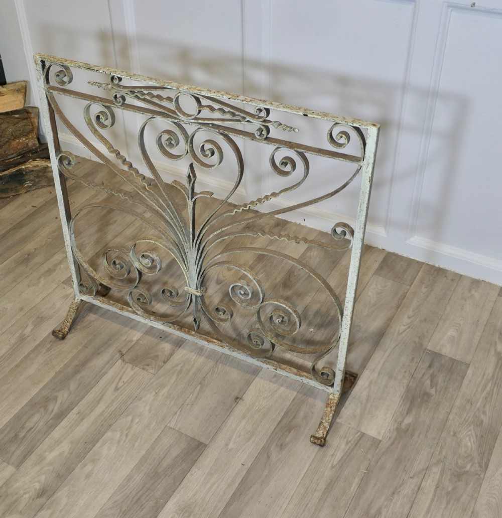 Very Heavy French Wrought Iron Fire Screen View VII