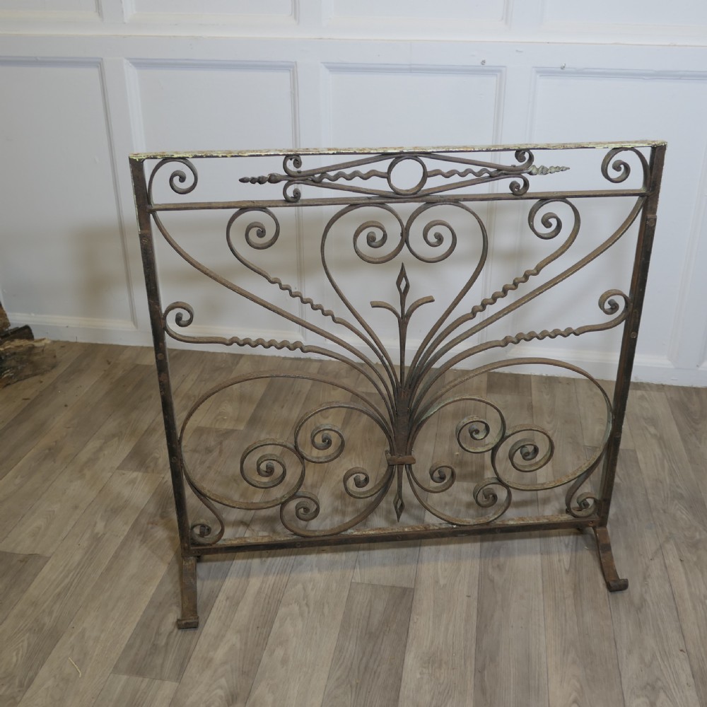 Very Heavy French Wrought Iron Fire Screen View IX