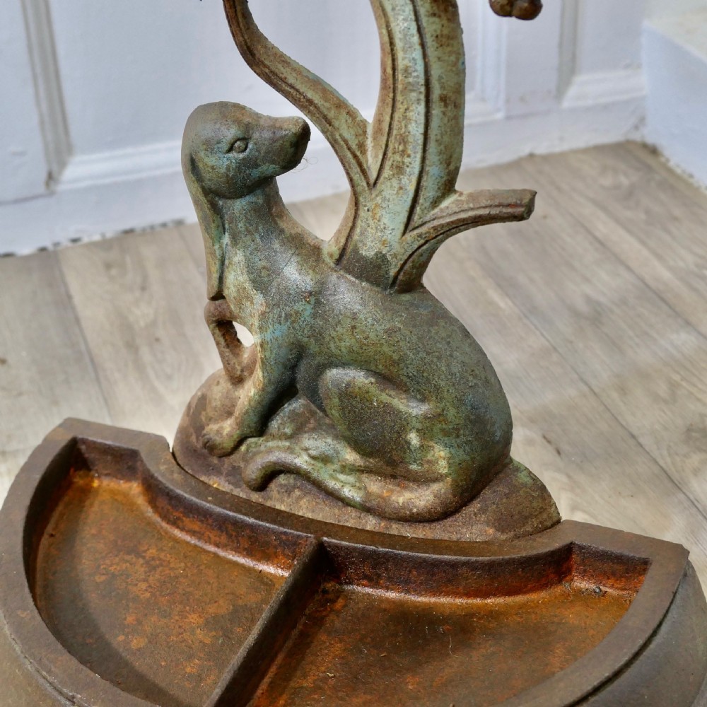 A 19th Century French Cast Iron Umbrella Stand, Fox and Grapes View V