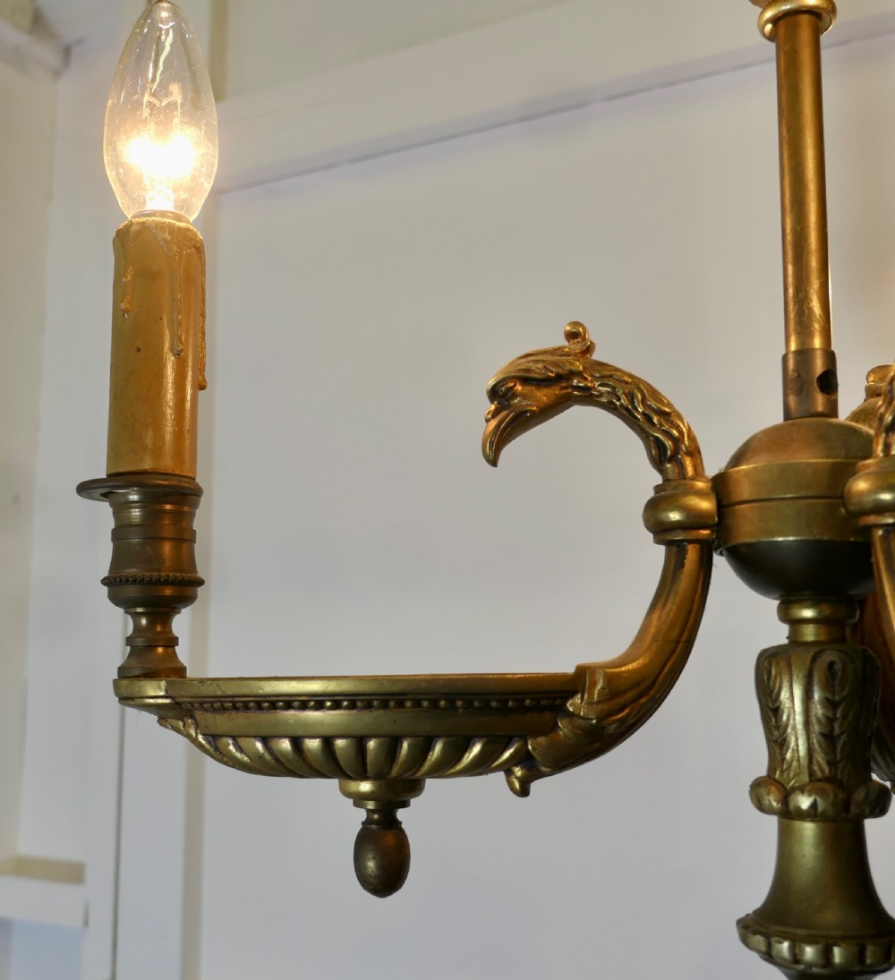 French Gilt Brass Bouillotte Library Ceiling Light   View III