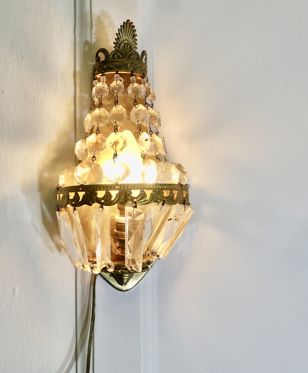 Pair of French Brass and Crystal Chandelier Wall Lights View IV