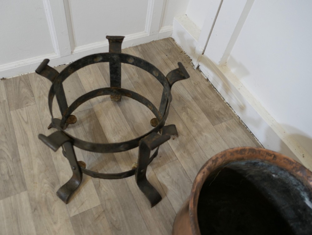 Heavy Arts and Crafts Copper and Wrought Iron Log Bin   View VI