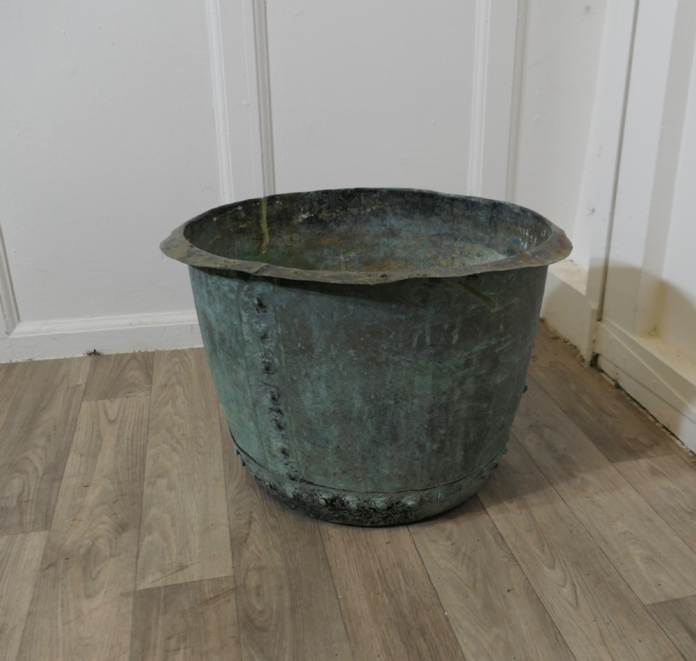 An Early 19th Century Riveted Antique Copper Cauldron