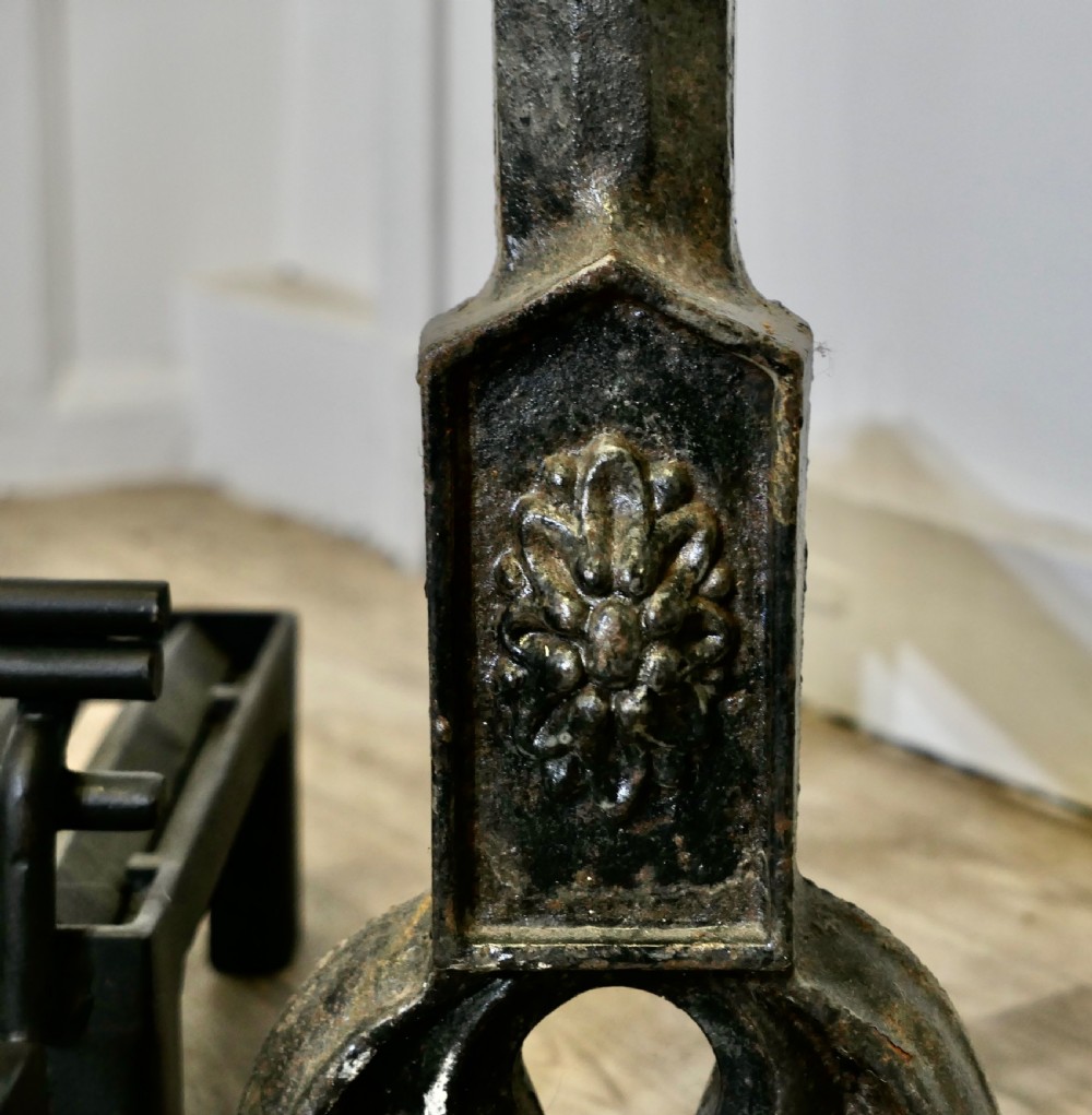 Large 19th Century Inglenook Andirons and Grate View IX