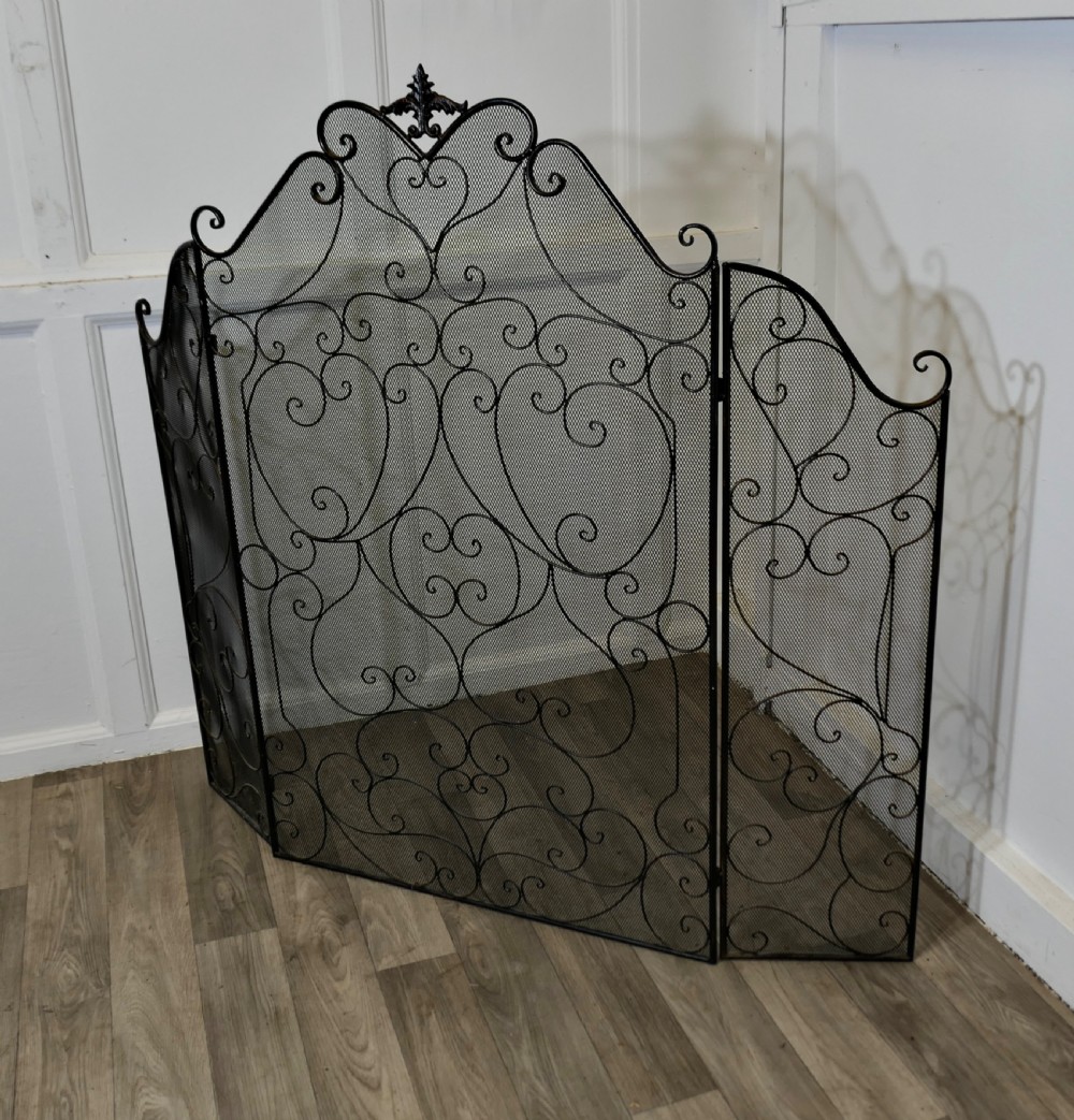 Wrought Iron Adjustable Arched Fire Screen View II