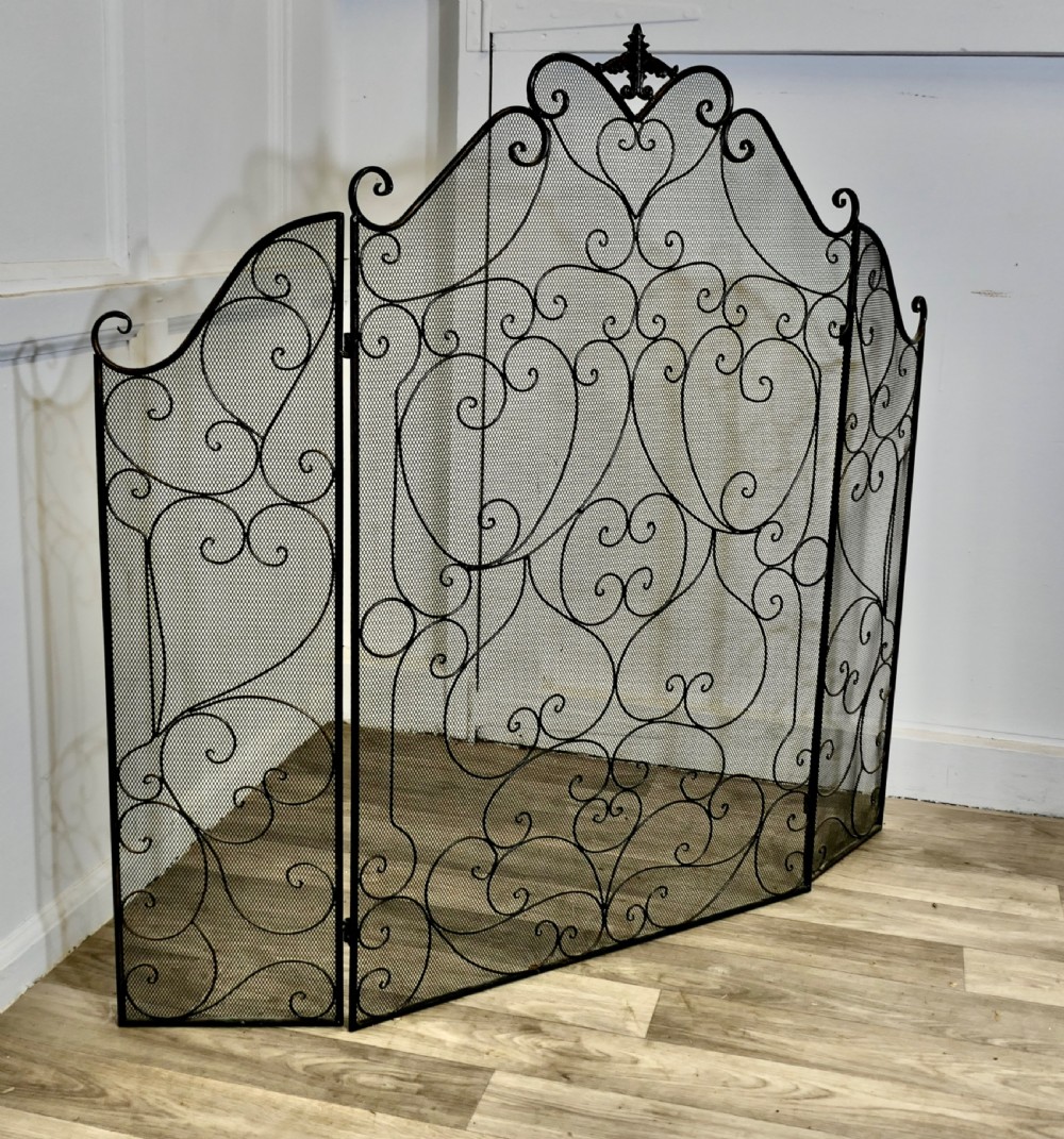 Wrought Iron Adjustable Arched Fire Screen View III