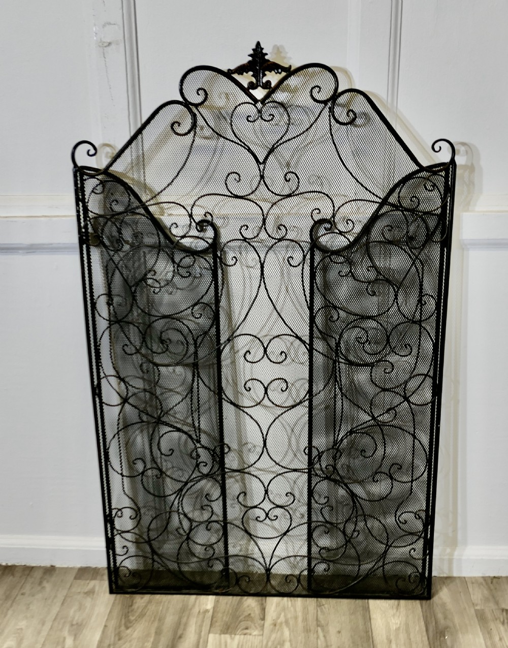 Wrought Iron Adjustable Arched Fire Screen View VI