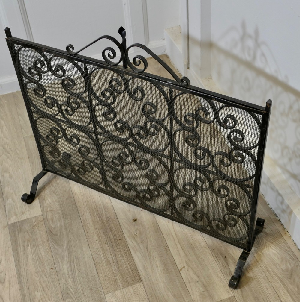 Very Pretty Wrought Iron Fire Screen, Fire Guard View V