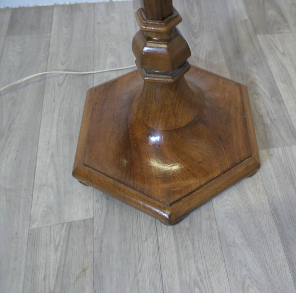 Art Deco Odeon Style Turned Walnut Standard or Floor Lamp  View IV