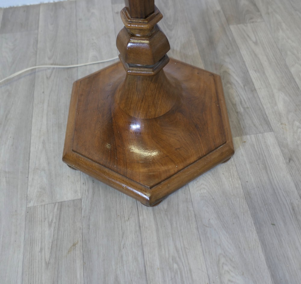 Art Deco Odeon Style Turned Walnut Standard or Floor Lamp  View V
