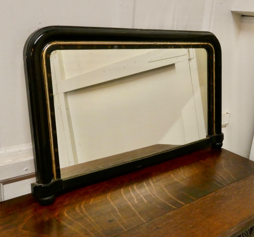 Victorian Black Lacquer Over-mantel Mirror