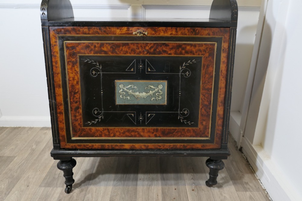 Aesthetic Movement Ebonised & Burr Walnut Music Cabinet View IV