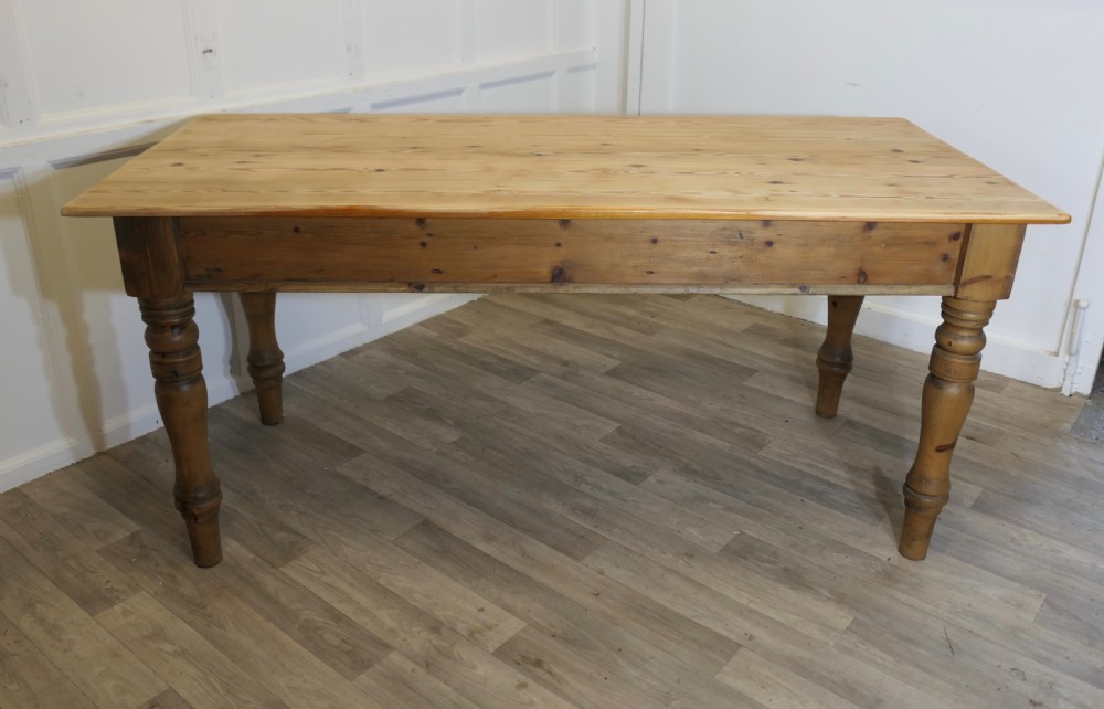  Pine Farmhouse Kitchen Table with Side Drawer View V
