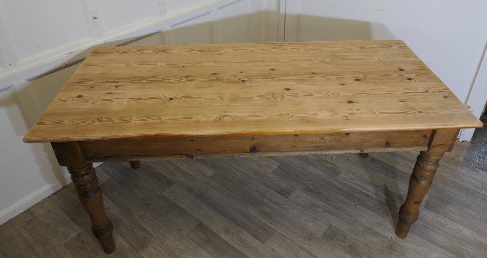  Pine Farmhouse Kitchen Table with Side Drawer View VI