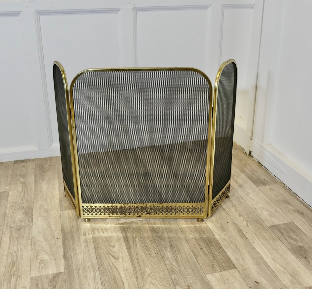 Folding Brass Fire Guard, Spark Guard 