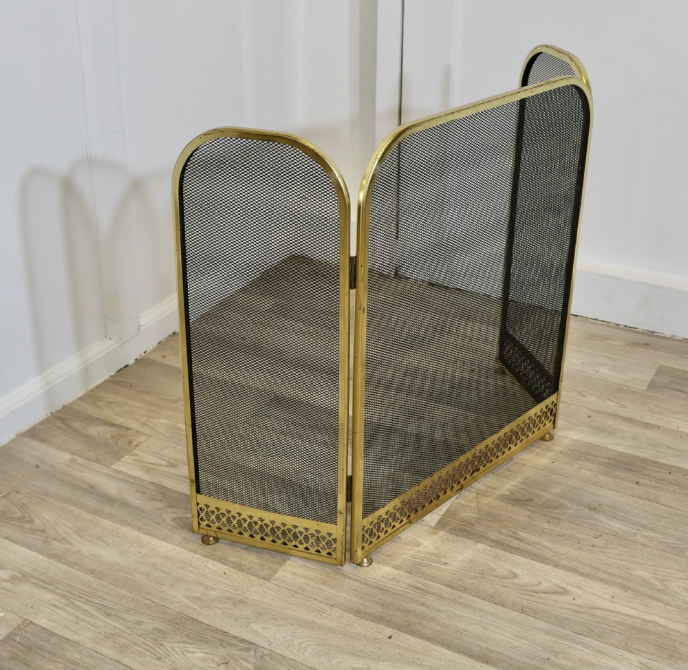 Folding Brass Fire Guard, Spark Guard  View III