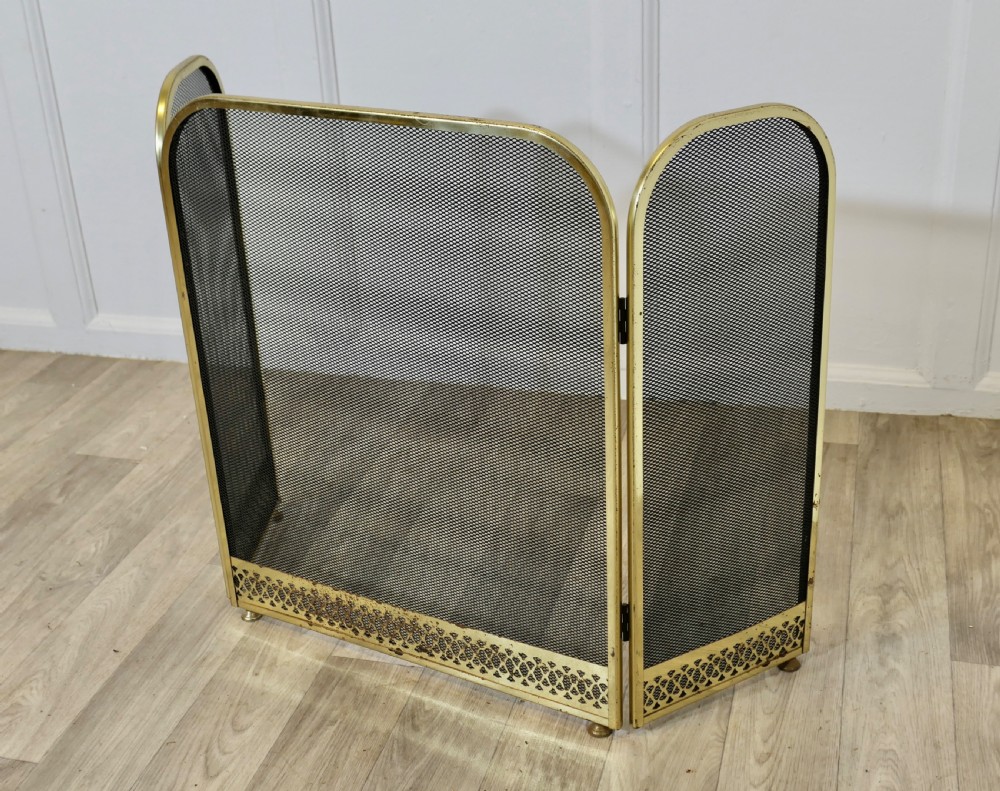 Folding Brass Fire Guard, Spark Guard  View IV
