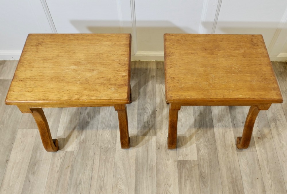 A Pair of French Arts and Crafts Oak Stools  View III