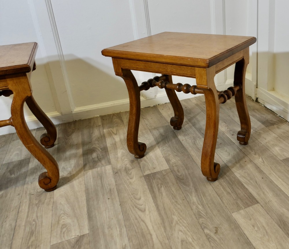 A Pair of French Arts and Crafts Oak Stools  View V