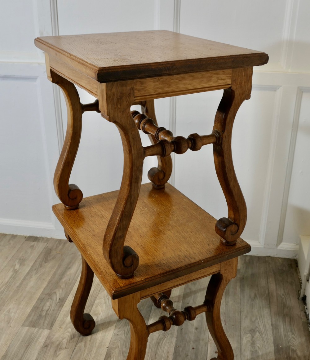 A Pair of French Arts and Crafts Oak Stools  View VII