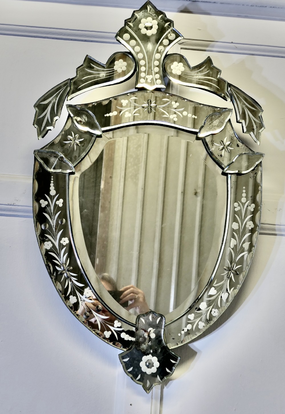19th Century Shield Venetian Mirror