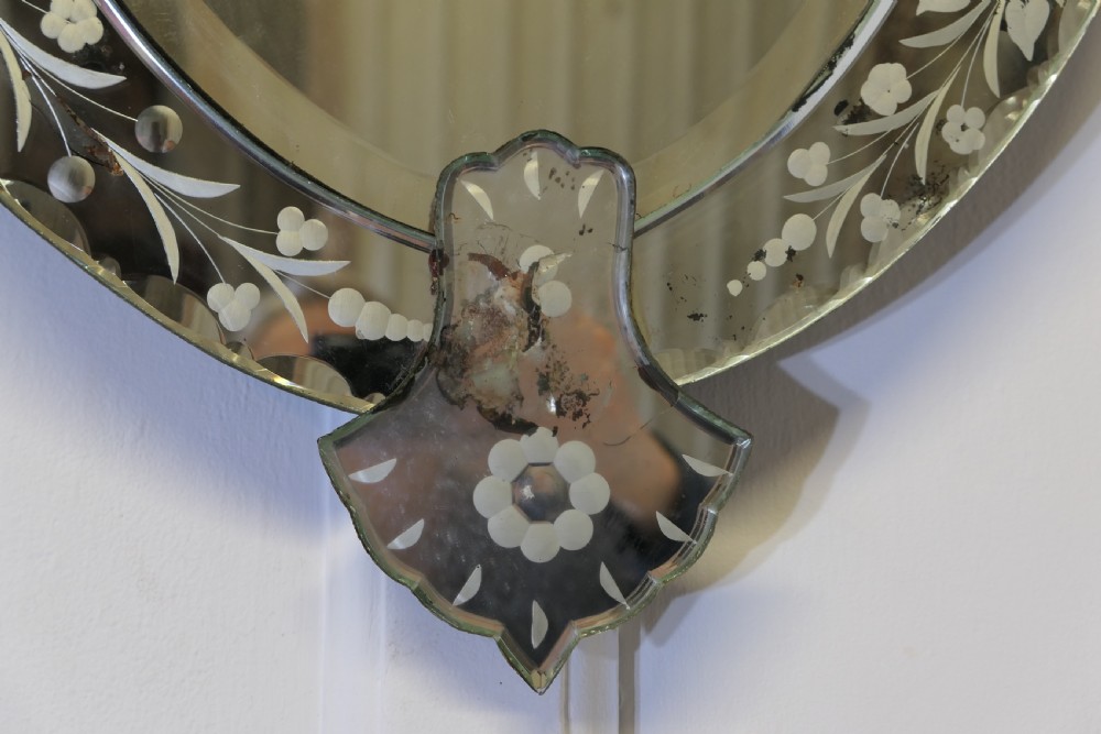 19th Century Shield Venetian Mirror View VII
