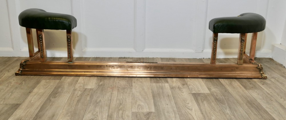 Brass & Copper Green Leather Art Deco Club Fender