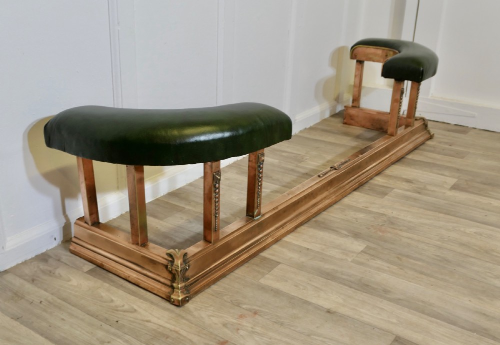 Brass & Copper Green Leather Art Deco Club Fender View III