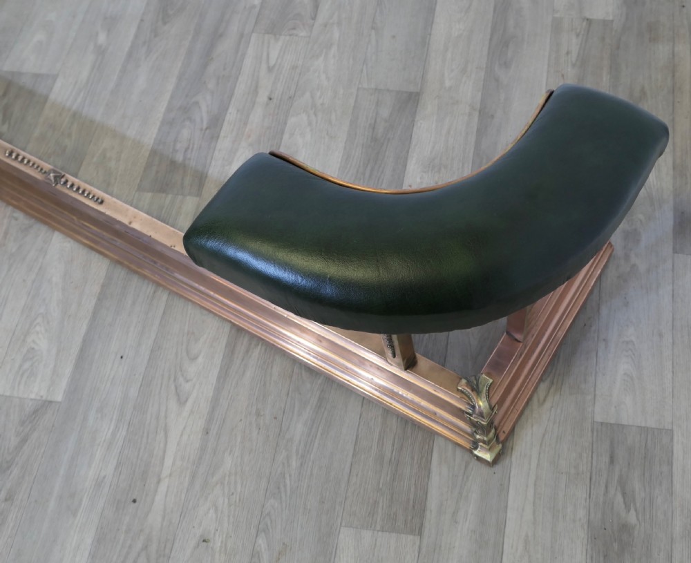 Brass & Copper Green Leather Art Deco Club Fender View VII