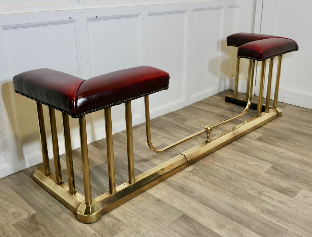 An Extending Brass and Leather Club Fender View III