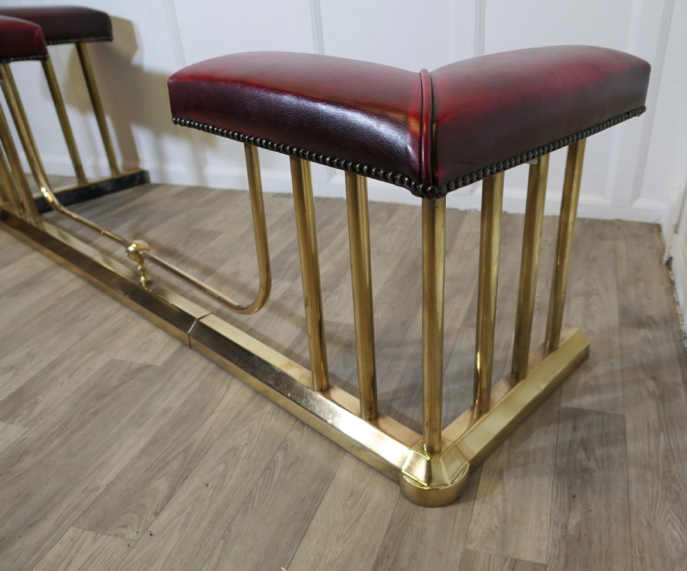 An Extending Brass and Leather Club Fender View IV