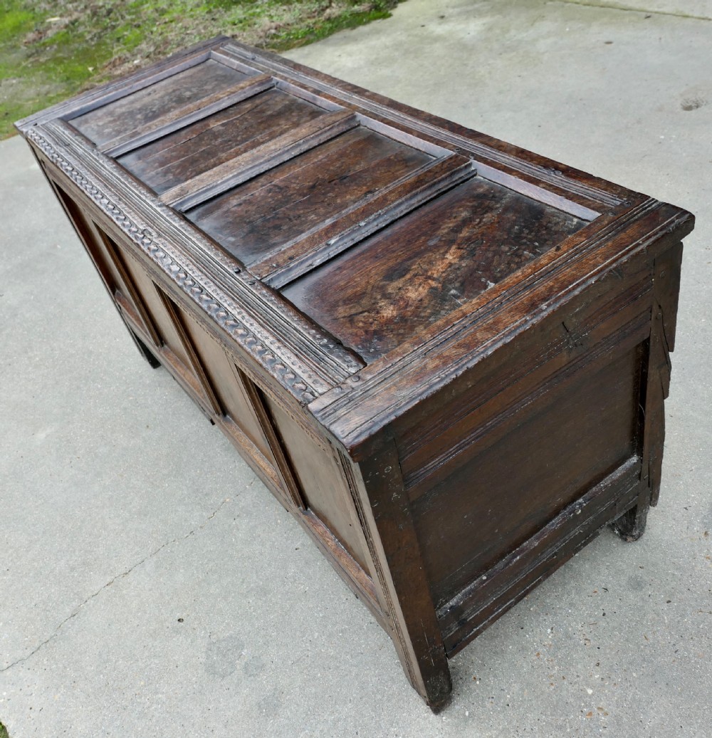 A Large 17th Century Panelled Oak Coffer View II
