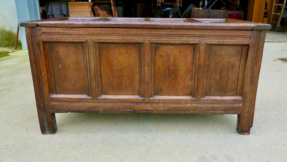 A Large 17th Century Panelled Oak Coffer View III