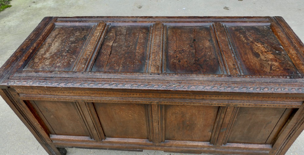 A Large 17th Century Panelled Oak Coffer View IV