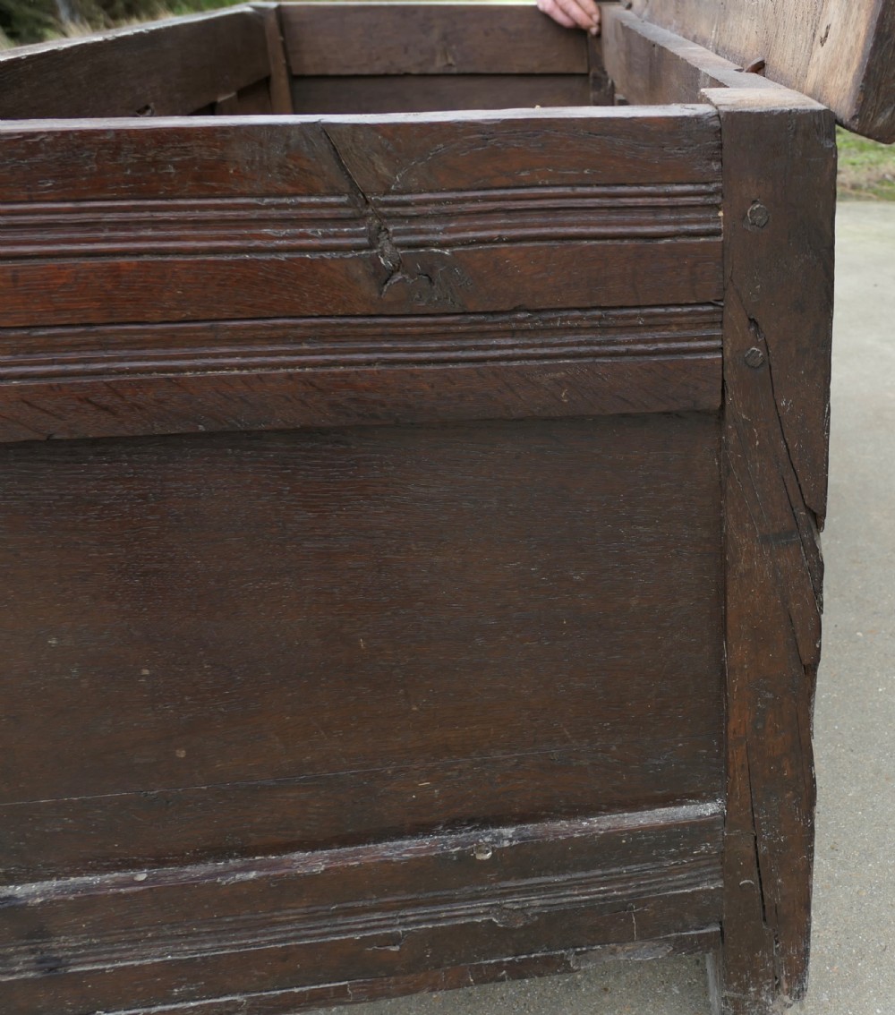 A Large 17th Century Panelled Oak Coffer View VIII