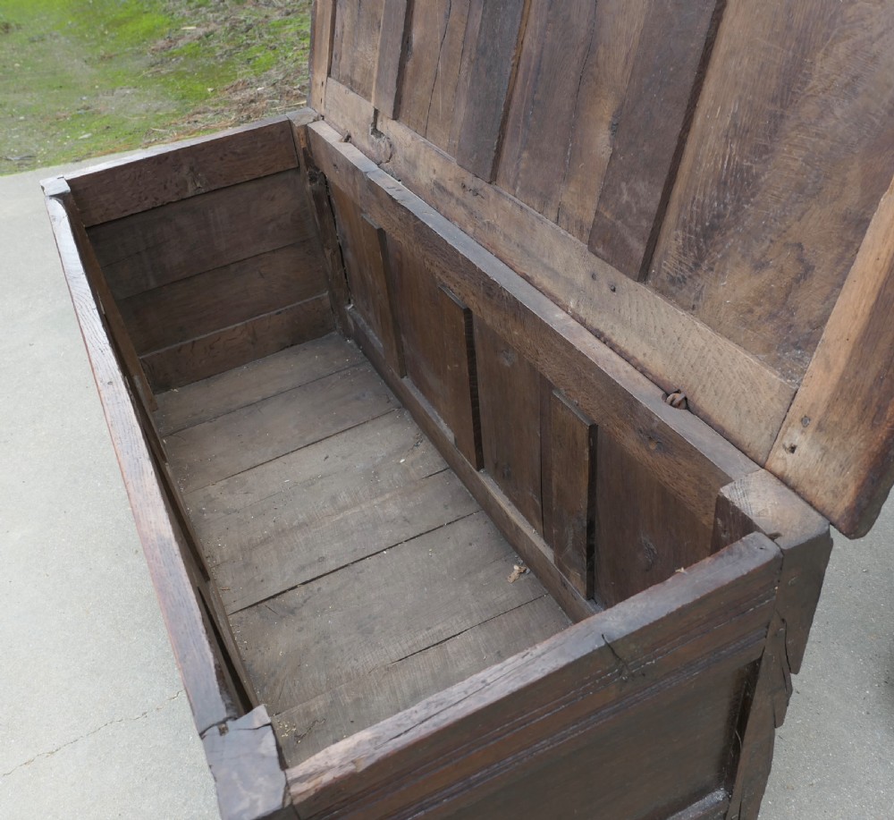 A Large 17th Century Panelled Oak Coffer View X