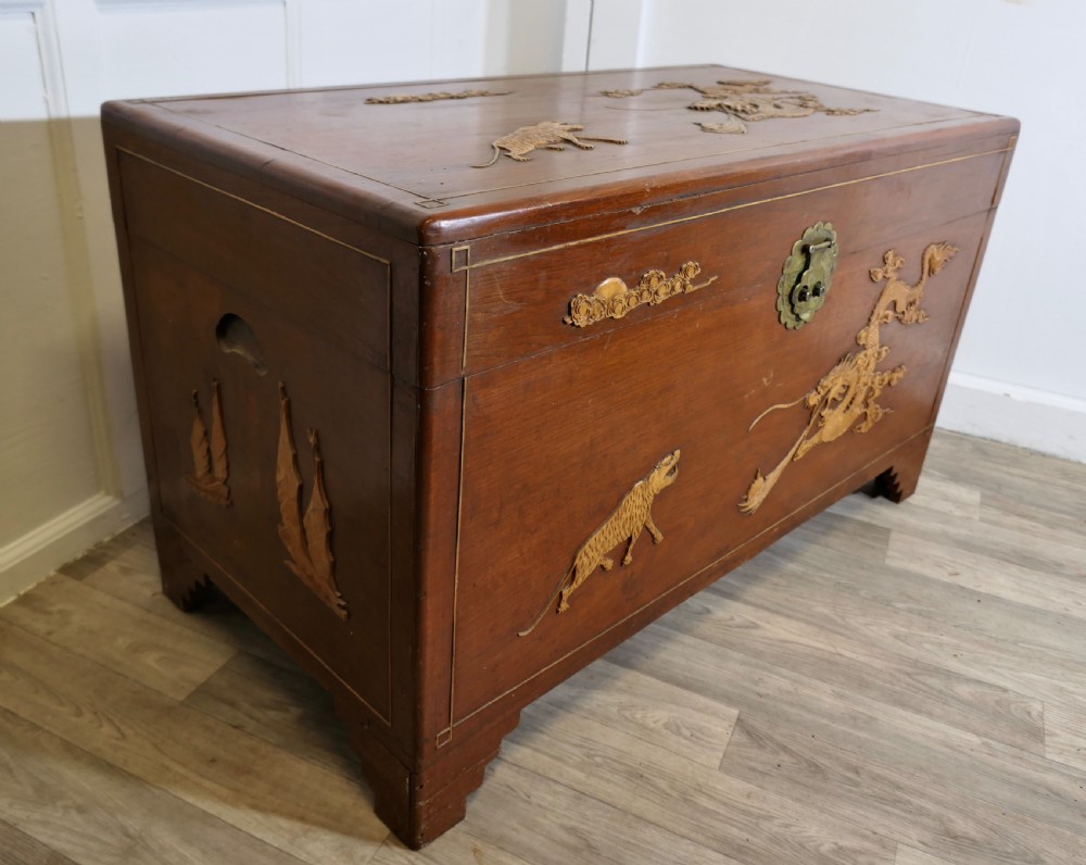 Large Decorated Camphor Wood Coffer View VI