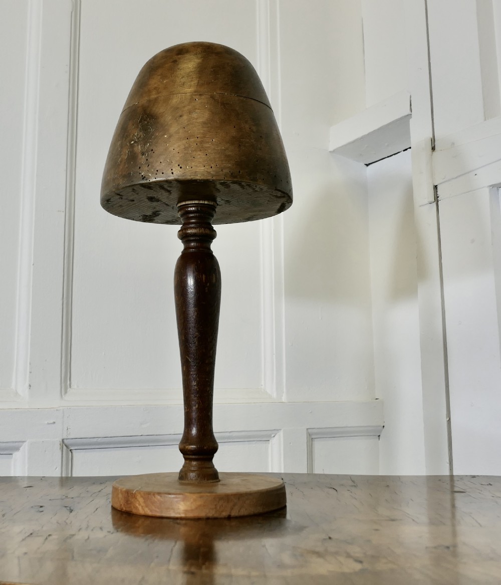 French Oak and Walnut Milliners Form for Small Fascinator Hat View II