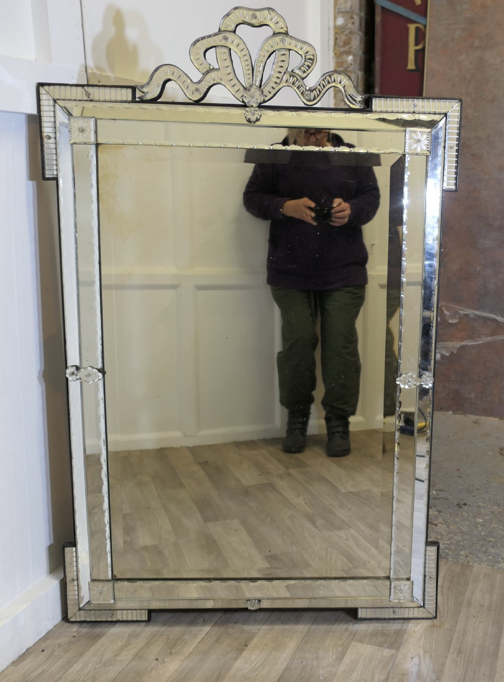 Superb Large 19th Century Venetian Cushion Mirror View II