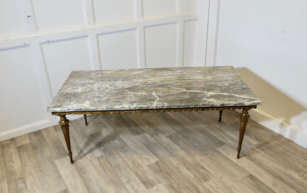 Superb Quality French Ormolu and Marble Coffee Table View II