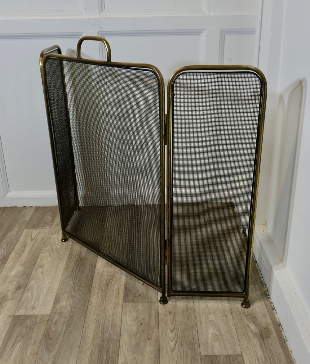 Folding Brass Fire Guard, Spark Guard  View IV