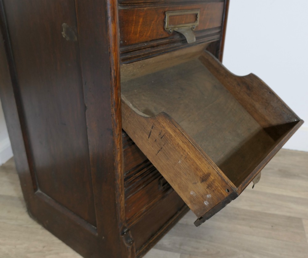 Tall Edwardian 8 Drop Drawer A4 Oak Filing Cabinet  View V