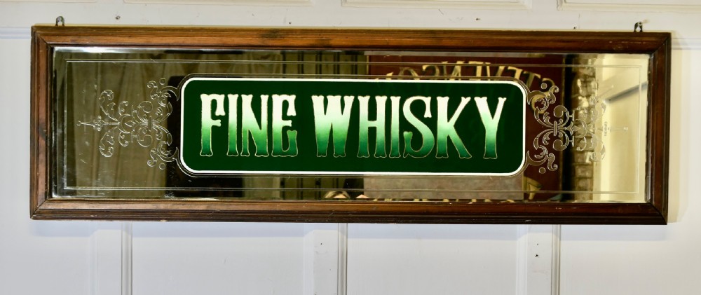 Etched Pub Mirror Fine Whiskey Advertising Sign