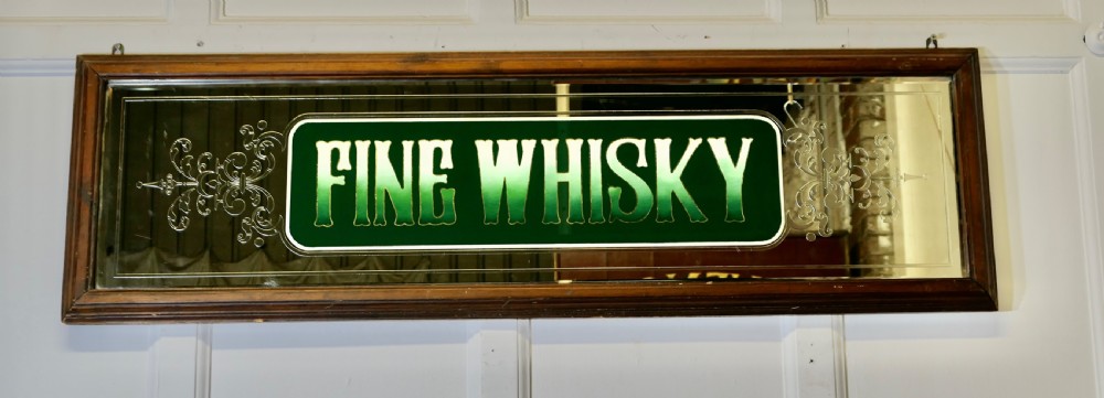 Etched Pub Mirror Fine Whiskey Advertising Sign View II