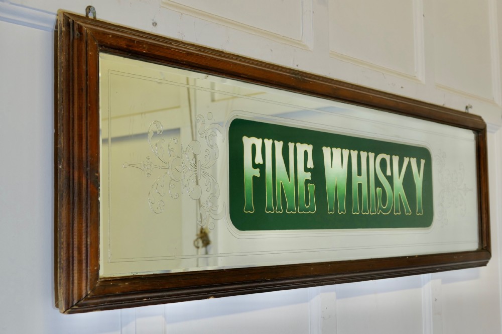 Etched Pub Mirror Fine Whiskey Advertising Sign View III