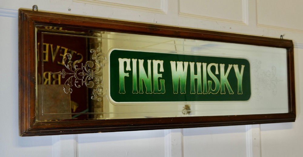 Etched Pub Mirror Fine Whiskey Advertising Sign View IV