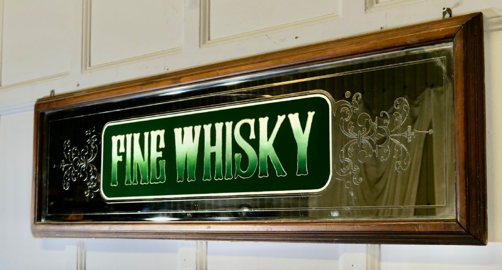 Etched Pub Mirror Fine Whiskey Advertising Sign View V